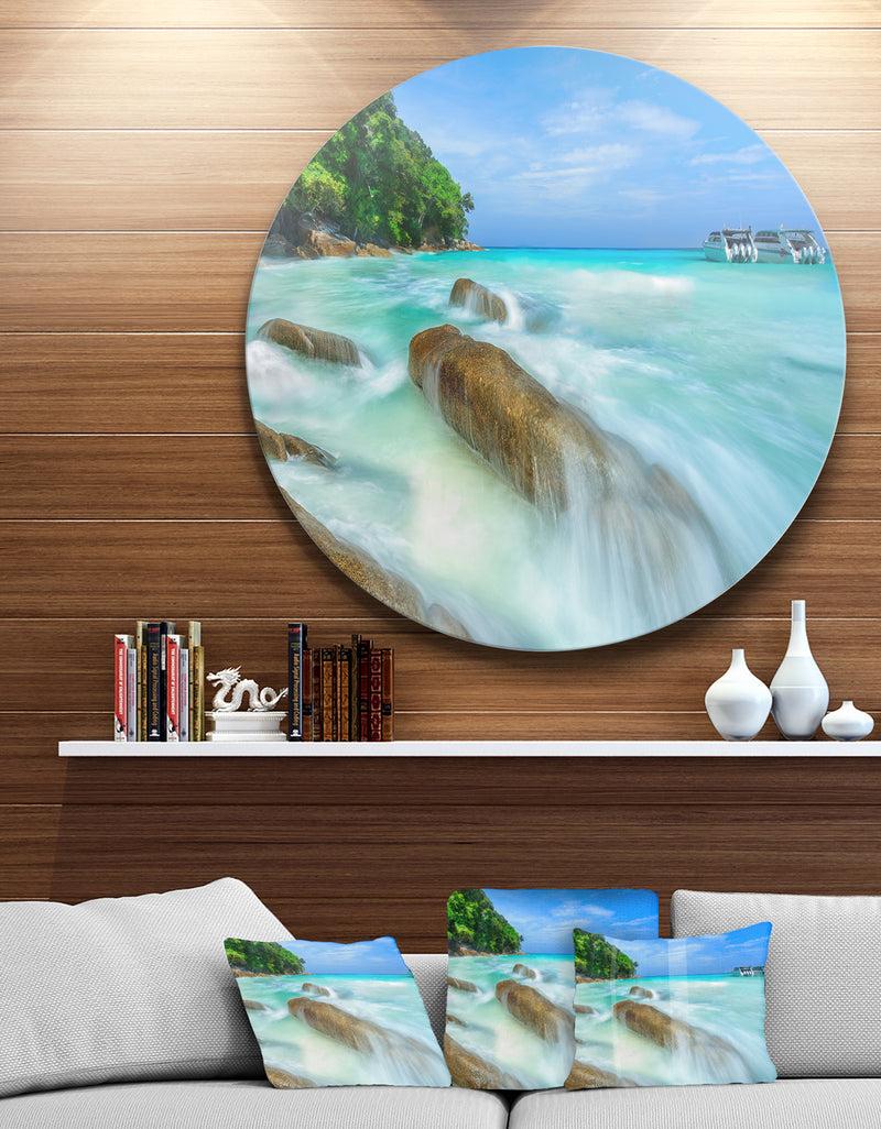 DesignQ Tachai Island in Thailand Landscape - Photo Round Metal Wall Art