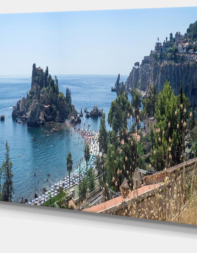 DesignQ Taormina Island Panoramic View - Landscape Photo Canvas Print