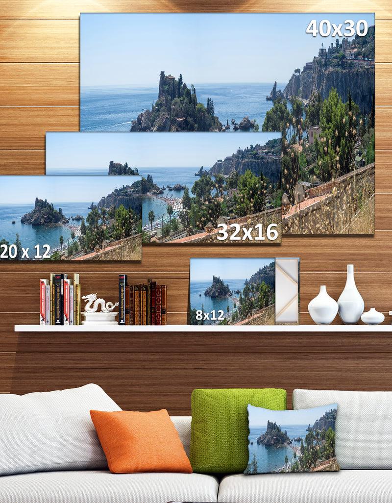 DesignQ Taormina Island Panoramic View - Landscape Photo Canvas Print