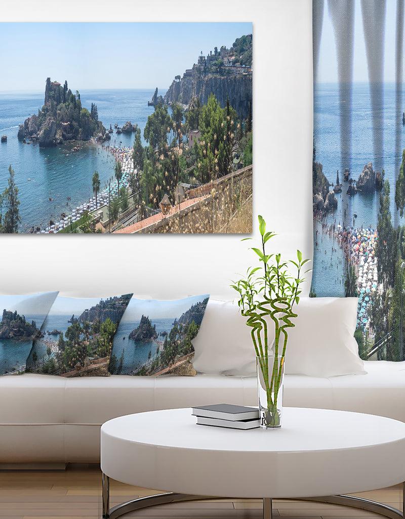 DesignQ Taormina Island Panoramic View - Landscape Photo Canvas Print