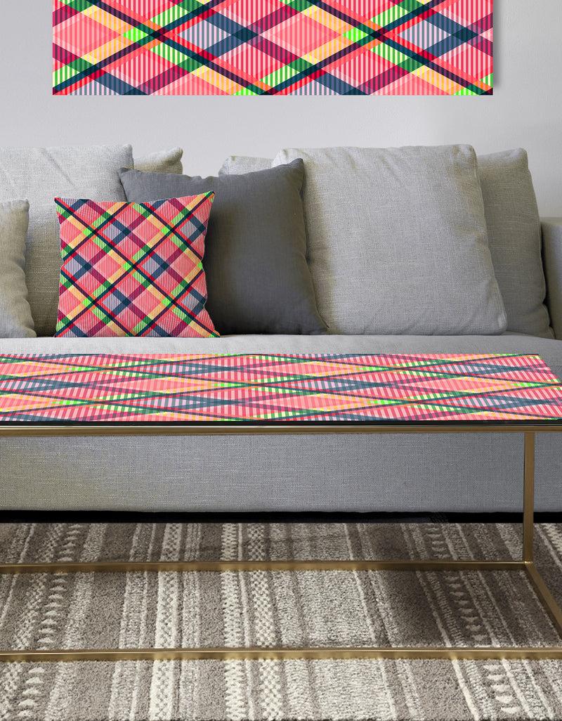 DesignQ Tartan Geometrical Texture I - Metal Glam Coffee Table
