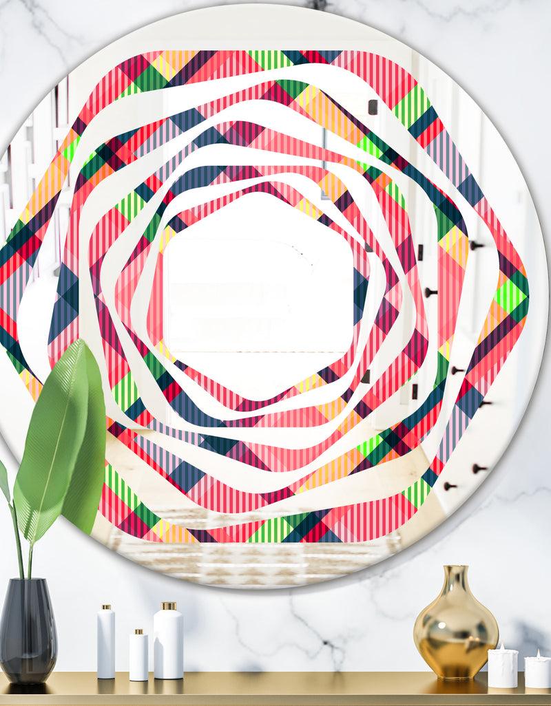 DesignQ Tartan Geometrical Texture I - Modern Round or Oval Wall Mirror - Whirl