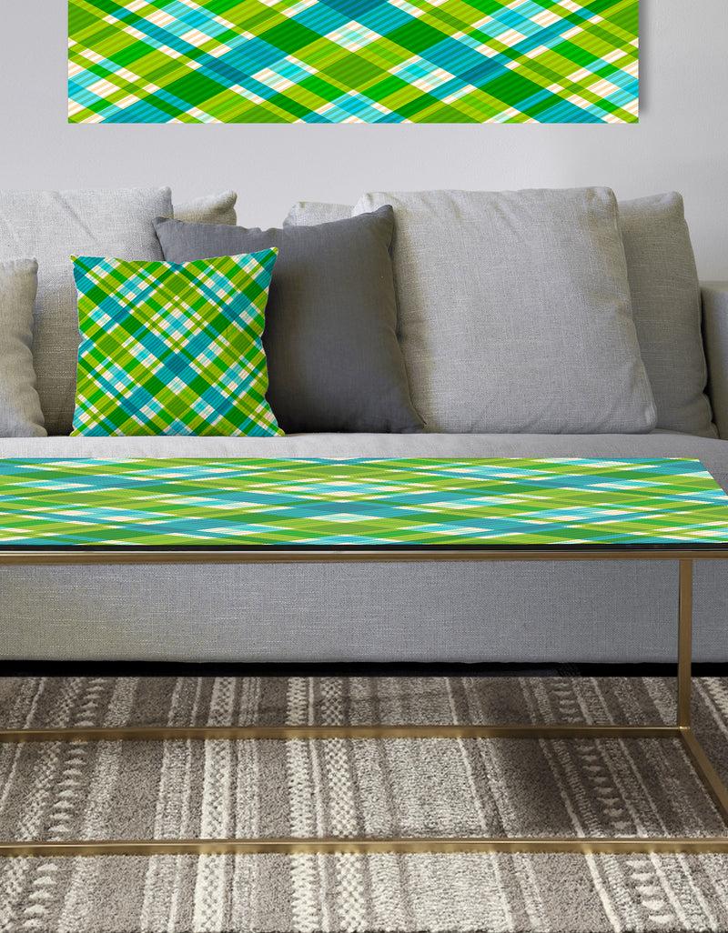 DesignQ Tartan Geometrical Texture II - Metal Glam Coffee Table
