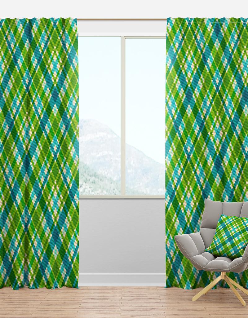 DesignQ Tartan Geometrical Texture II - Mid-Century Modern Curtain Panels