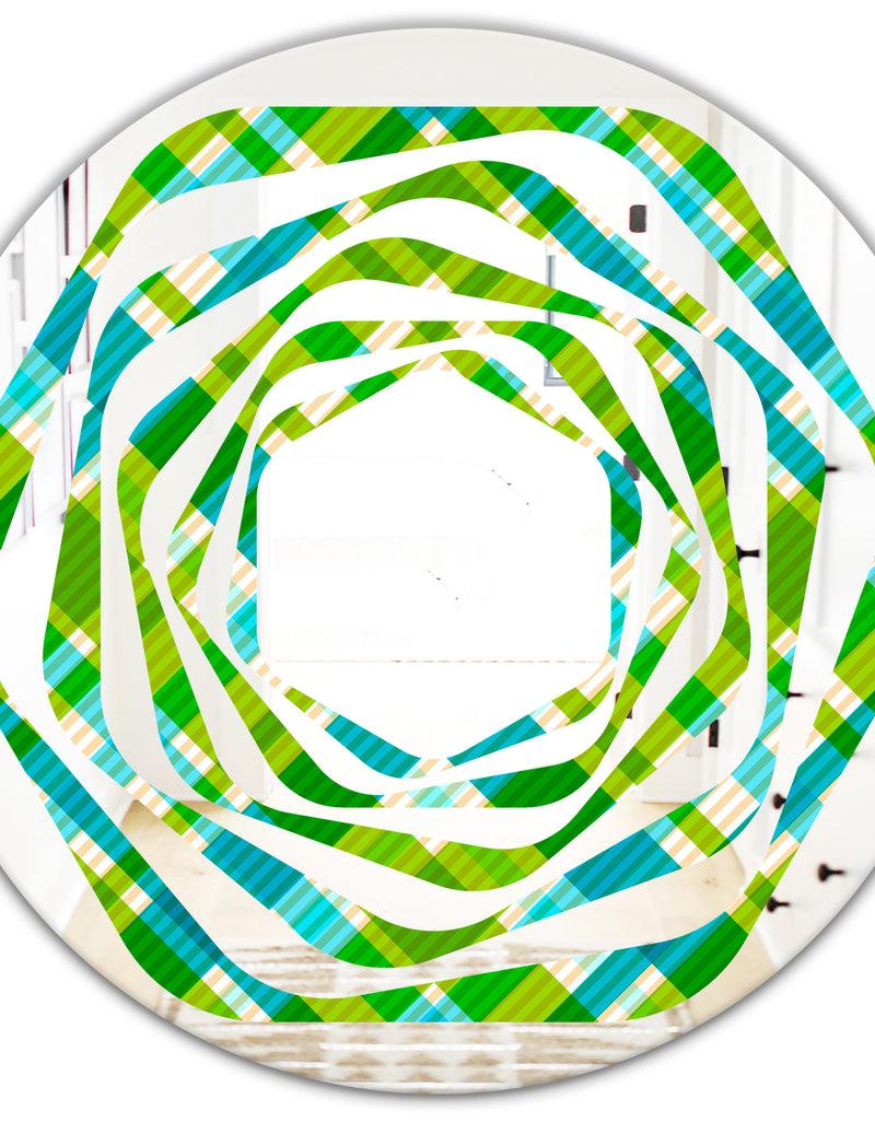 DesignQ Tartan Geometrical Texture II - Modern Round Or Oval Wall Mirror - Whirl