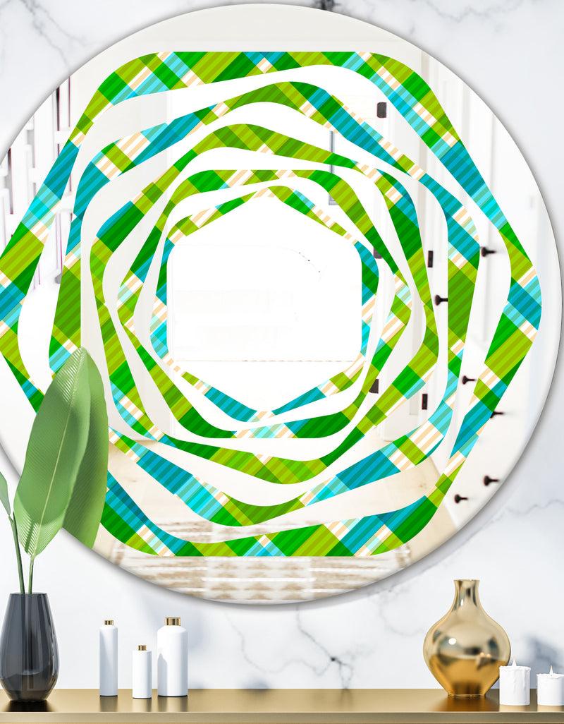 DesignQ Tartan Geometrical Texture II - Modern Round or Oval Wall Mirror - Whirl