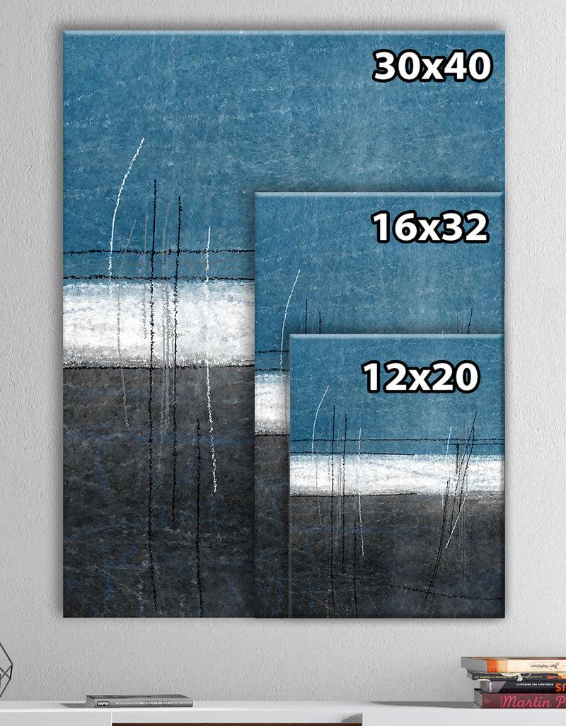 DesignQ Teal And Grey Abstract Art Painting - Modern Canvas Wall Art