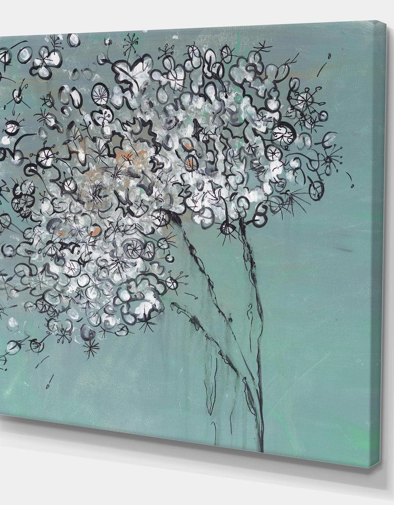 DesignQ Teal Blossoming Dandelion - Modern & Contemporary Canvas Art Print