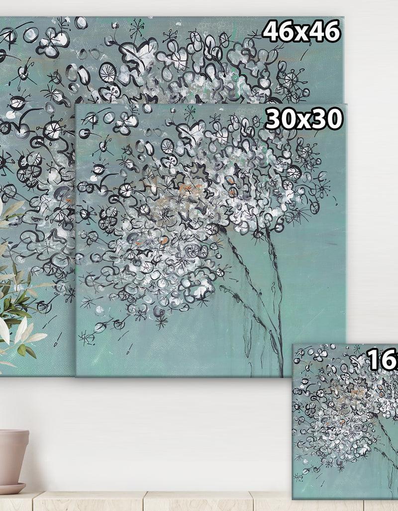 DesignQ Teal Blossoming Dandelion - Modern & Contemporary Canvas Art Print