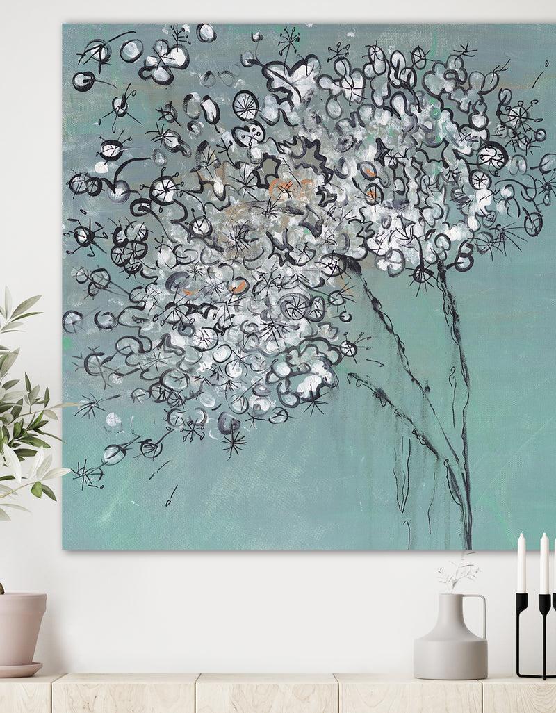 DesignQ Teal Blossoming Dandelion - Modern & Contemporary Canvas Art Print