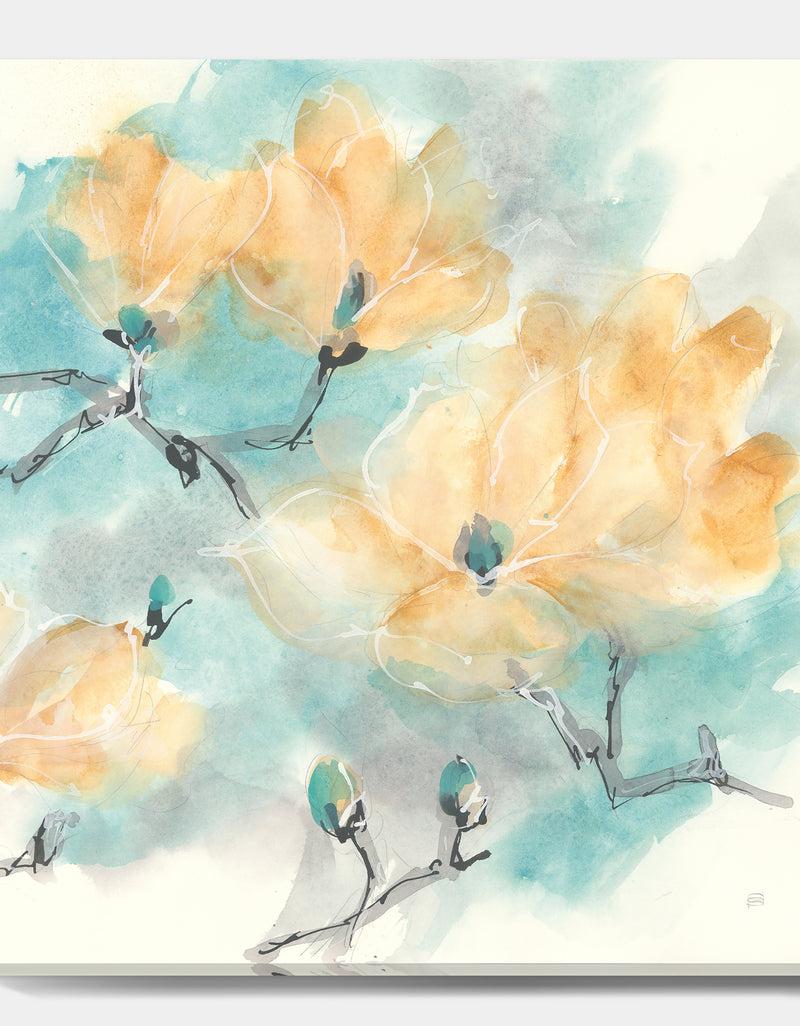 DesignQ Teal Buds I - Cabin & Lodge Premium Canvas Wall Art