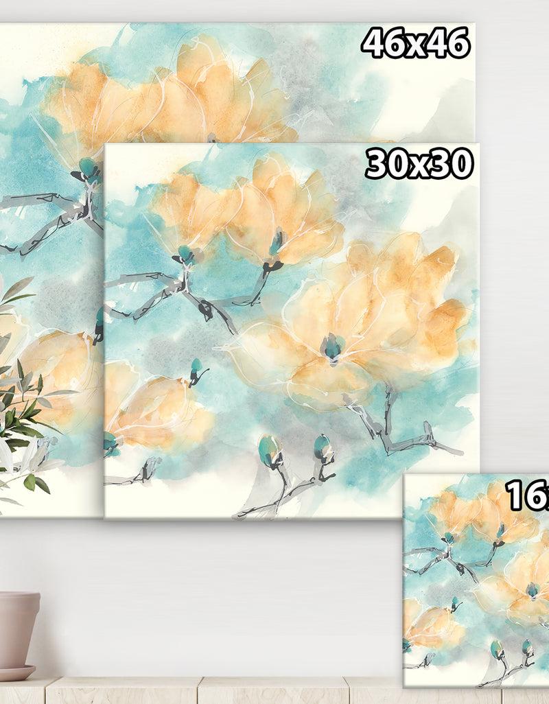 DesignQ Teal Buds I - Cabin & Lodge Premium Canvas Wall Art