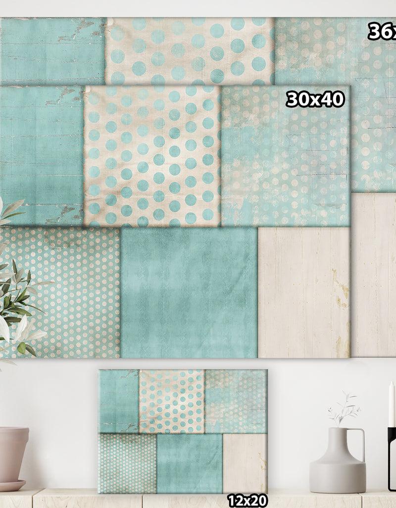 DesignQ Teal Print Collage - Mid-Century Modern Gallery-wrapped Canvas