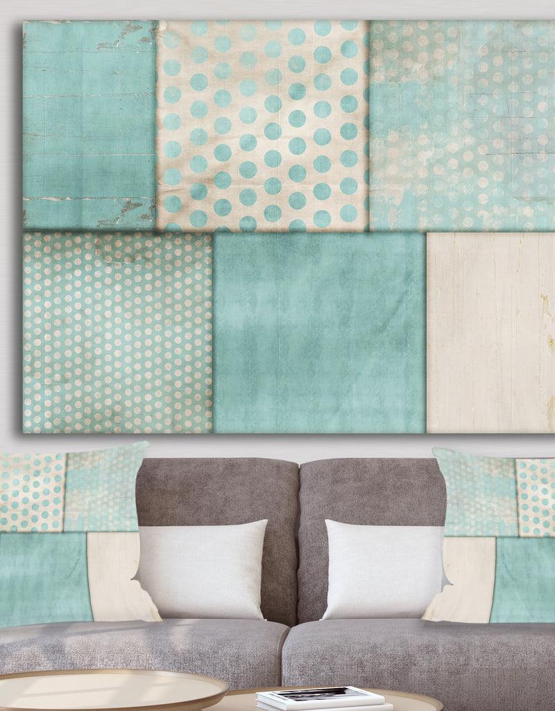 DesignQ Teal Print Collage - Mid-Century Modern Gallery-wrapped Canvas