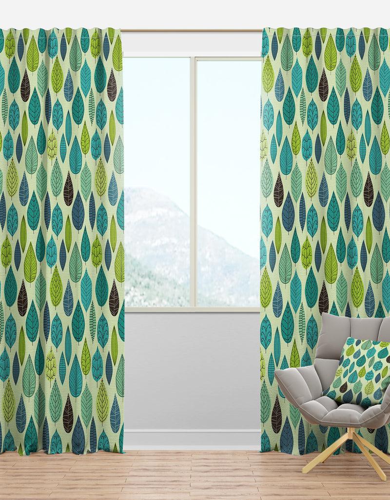 DesignQ Texture with Leaf - Modern & Contemporary Curtain Panels