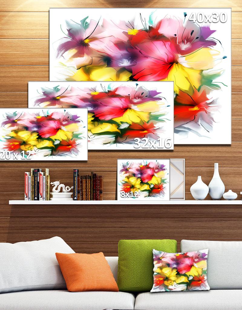 DesignQ Textured Flowers In Multiple Hues - Painting Canvas Print