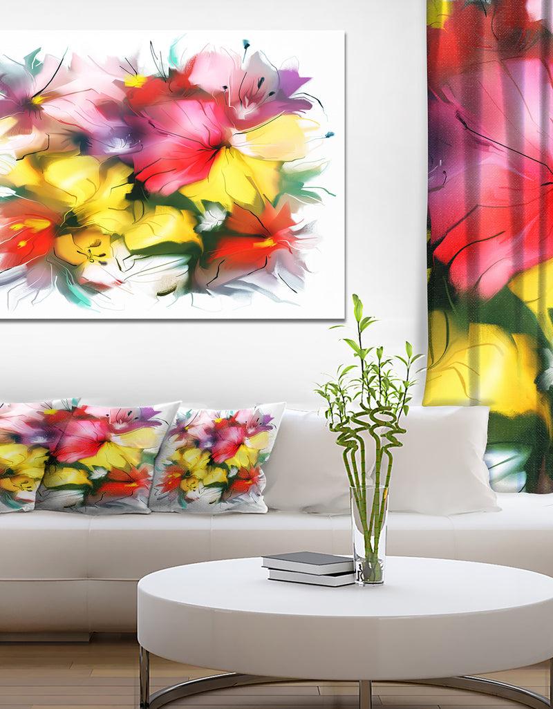 DesignQ Textured Flowers in Multiple Hues - Painting Canvas Print
