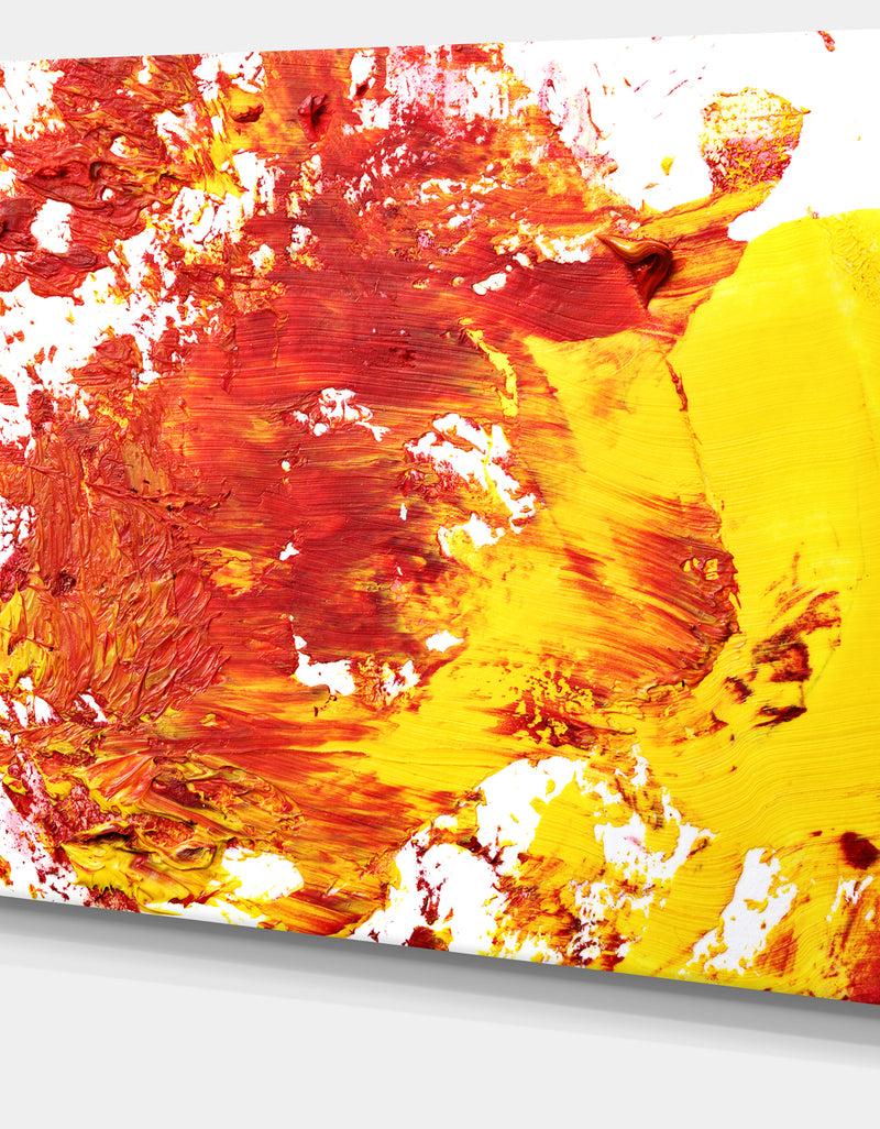 DesignQ Textured Red And Yellow Art - Abstract Canvas Print