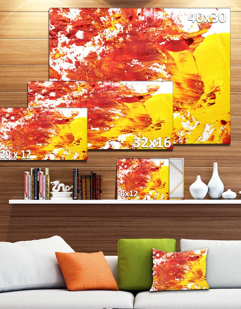 DesignQ Textured Red And Yellow Art - Abstract Canvas Print