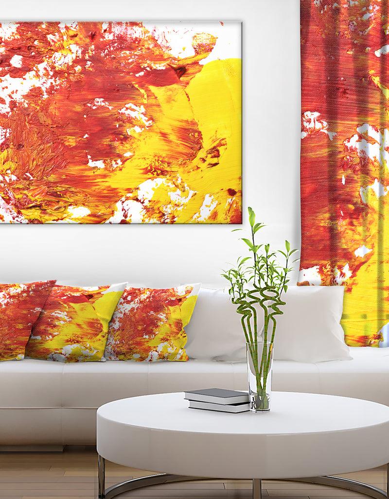 DesignQ Textured Red and Yellow Art - Abstract Canvas Print