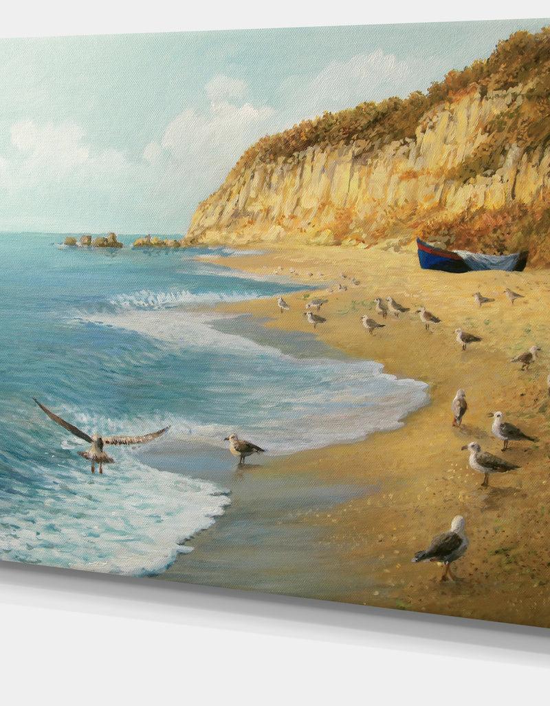 DesignQ The Calm Beach - Landscape Painting Canvas Print