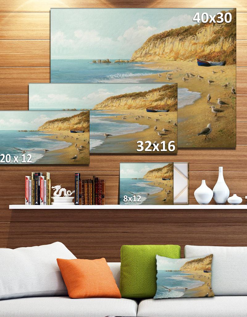 DesignQ The Calm Beach - Landscape Painting Canvas Print