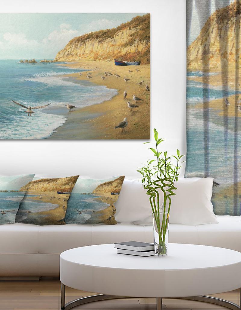 DesignQ The Calm Beach - Landscape Painting Canvas Print