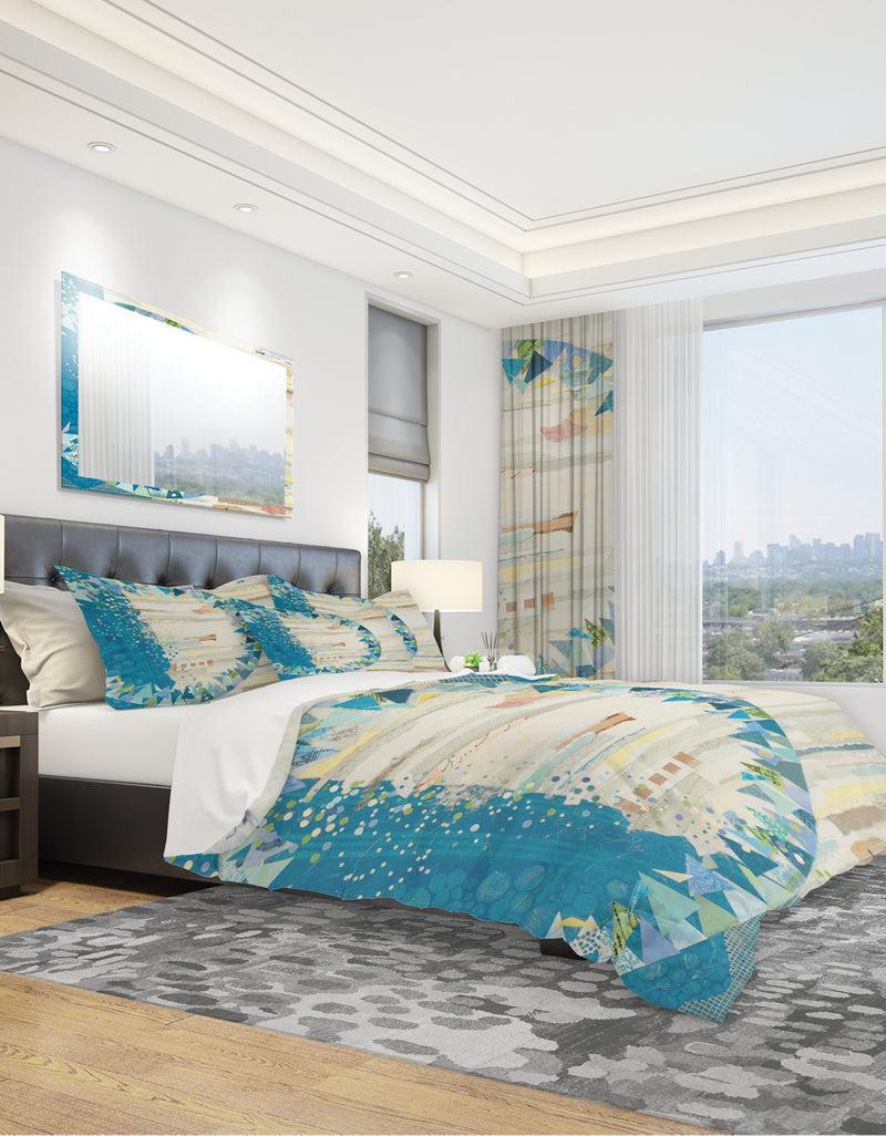 DesignQ The Calm Indigo Stripes - Geometric Duvet Cover Set