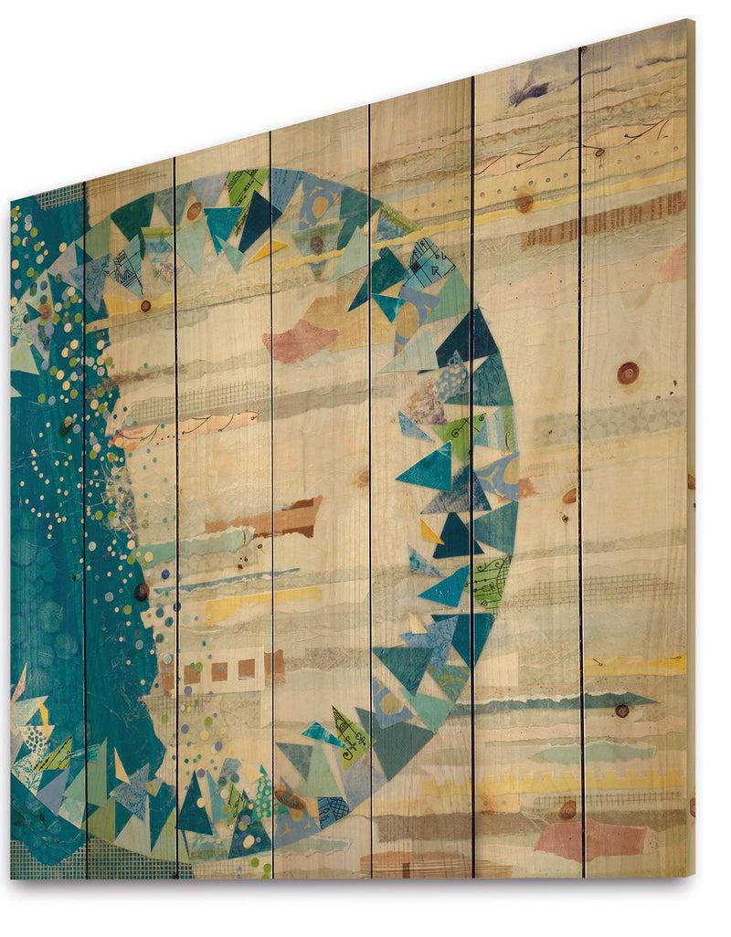 DesignQ The Calm Indigo Stripes - Modern & Contemporary Print On Natural Pine Wood