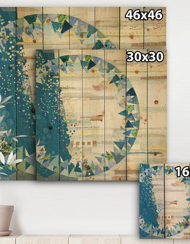 DesignQ The Calm Indigo Stripes - Modern & Contemporary Print On Natural Pine Wood