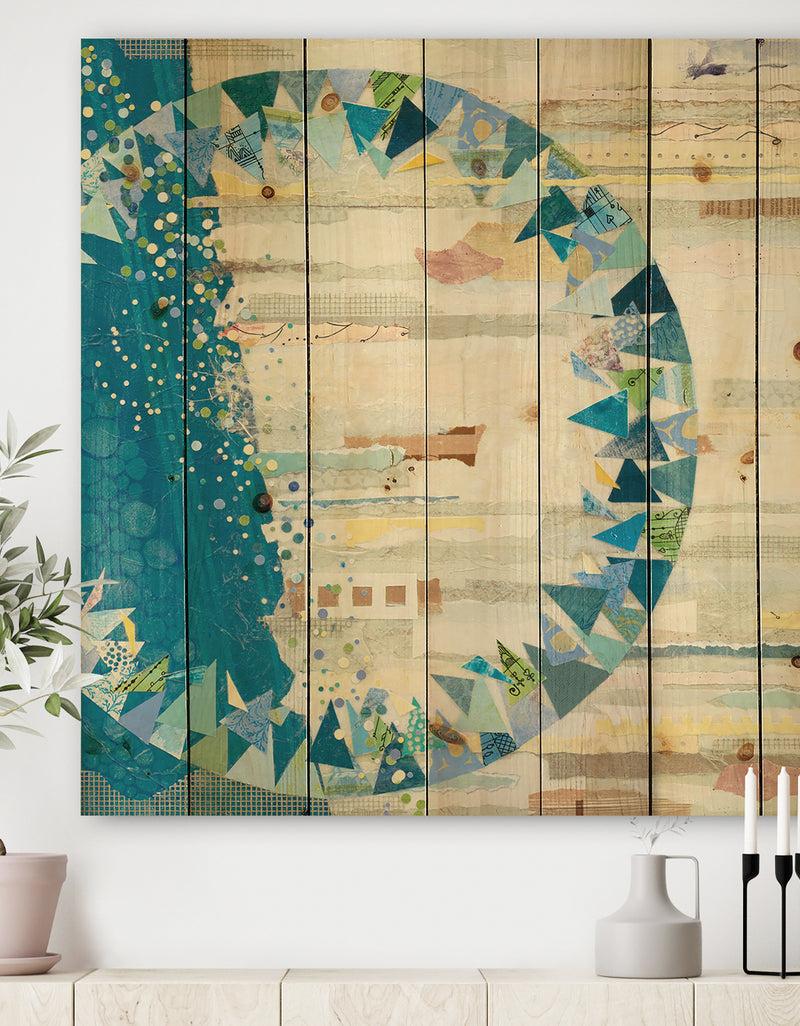 DesignQ The Calm Indigo Stripes - Modern & Contemporary Print on Natural Pine Wood