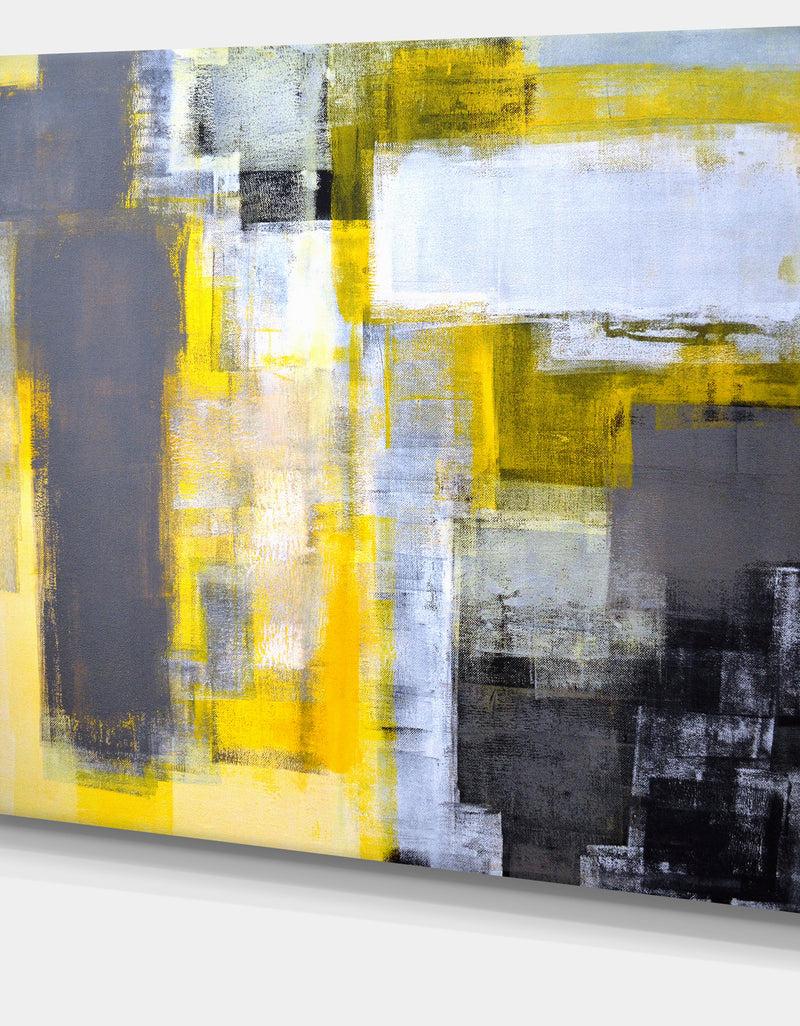DesignQ The Curated Nomad Grey And Yellow Blur Abstract Canvas Art Print