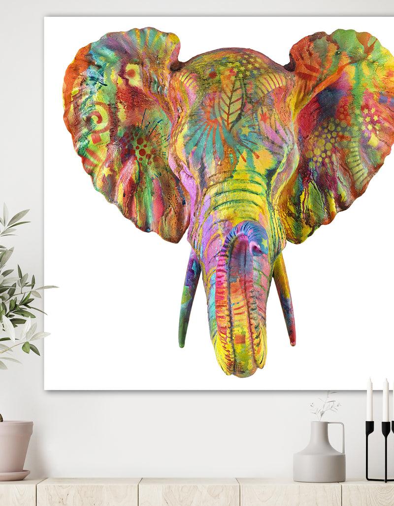 DesignQ The Curated Nomad 'Rainbow Elephant - Modern and Contemporary Canvas Art Print