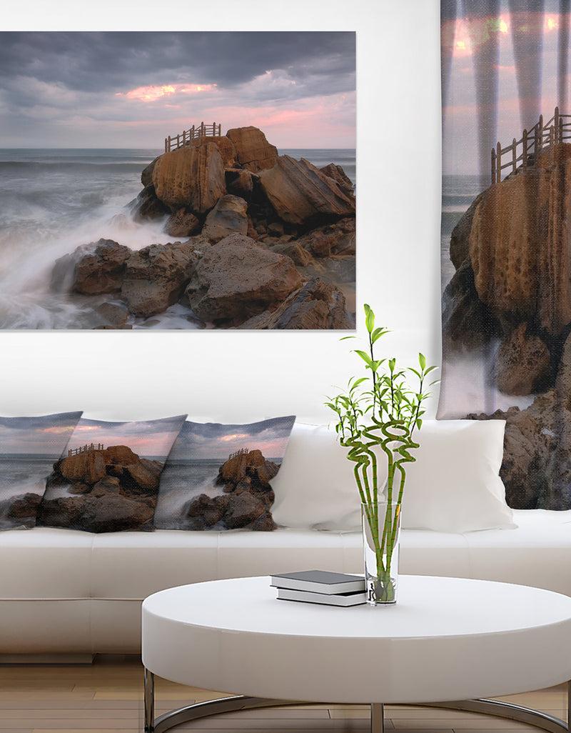 DesignQ The Fantasy Island with Large Rocks - Contemporary Seascape Art Canvas