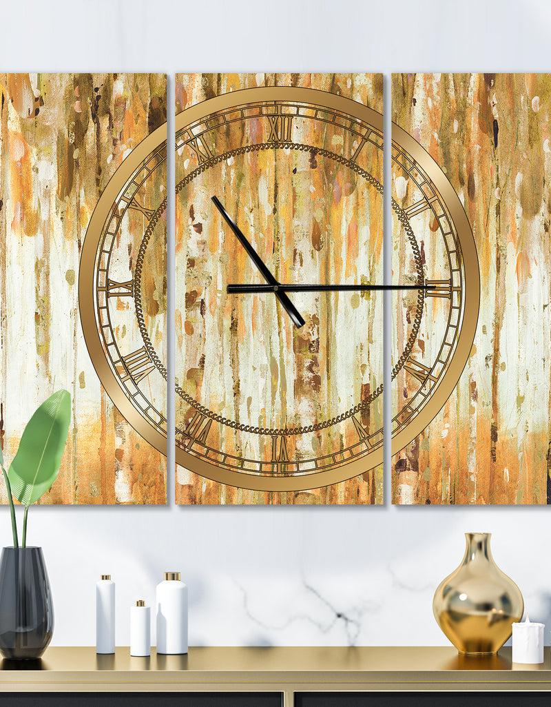 DesignQ The Forest I Fall Crop - Glam 3 Panels Oversized Wall CLock