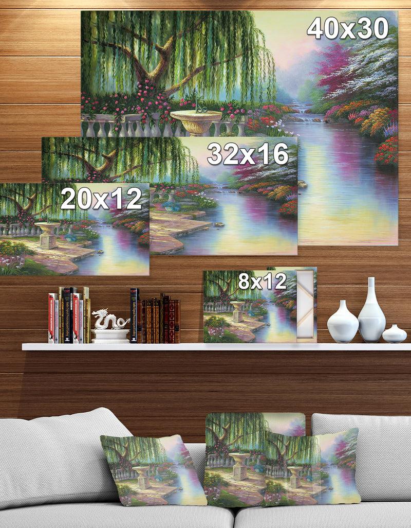 DesignQ The Gardern Of Prayer - Floral Painting Print On Wrapped Canvas