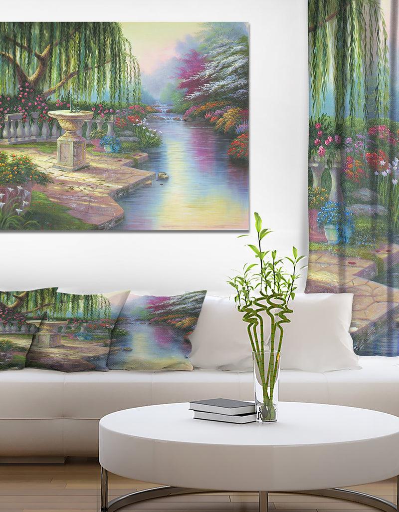 DesignQ The Gardern of Prayer - Floral Painting Print on Wrapped Canvas