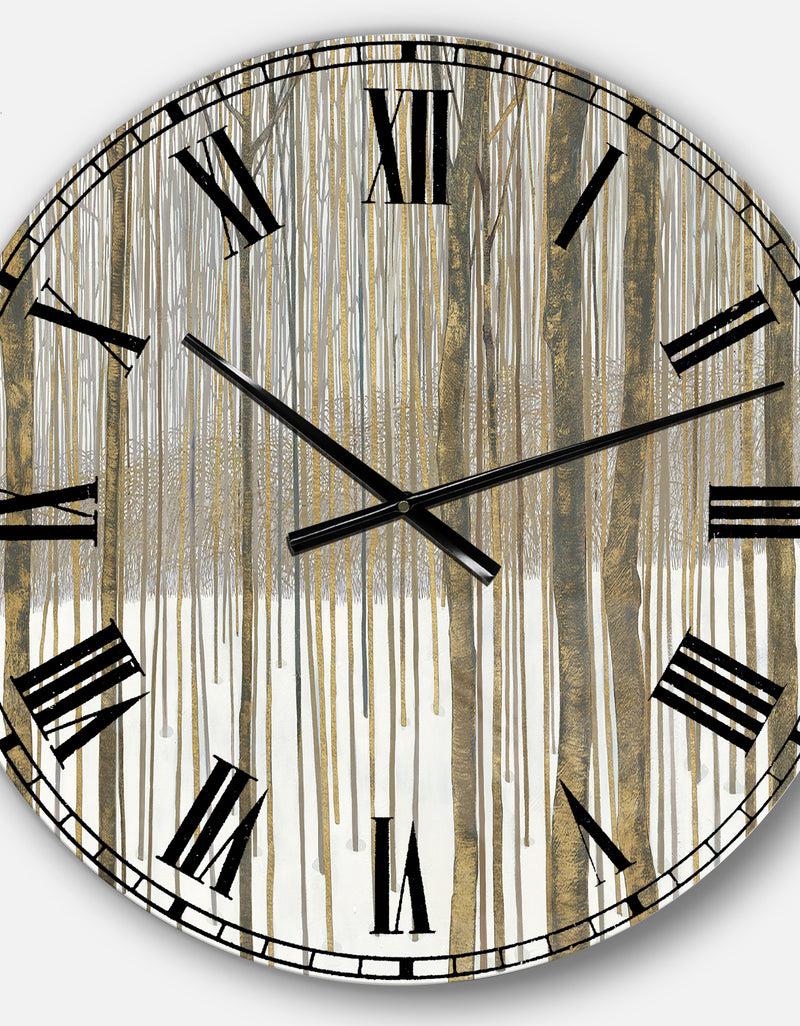 DesignQ The Gray Barn Jartop 'Forest In Winter Gold - Cabin And Lodge Oversized Metal Clock