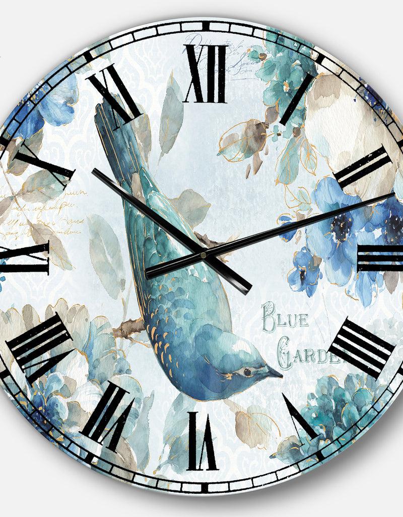 DesignQ The Gray Barn Jartop 'Indigold Bird Cottage Family V - Farmhouse Oversized Metal Clock