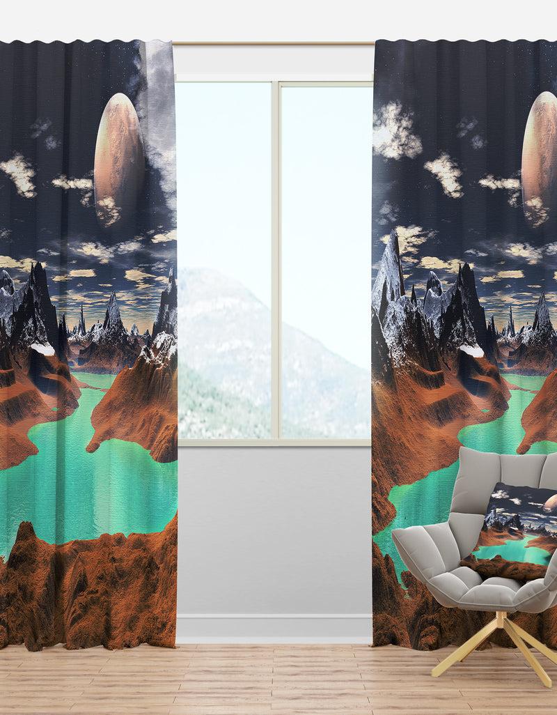 DesignQ The Green Lake Planet - Modern Curtain Panels