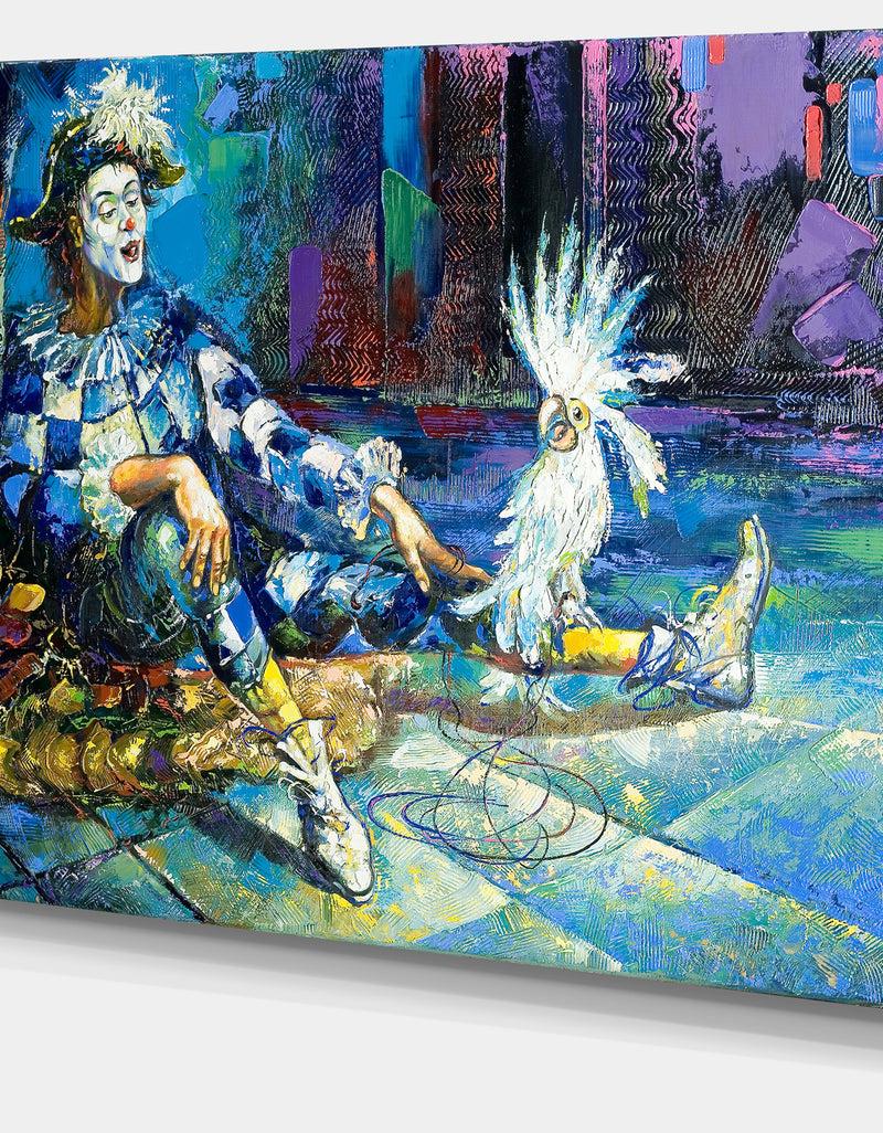 DesignQ The Harlequin And White Parrot - Contemporary Canvas Print