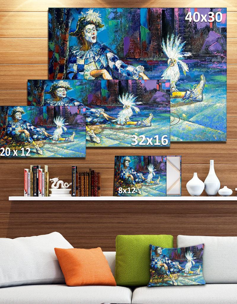 DesignQ The Harlequin And White Parrot - Contemporary Canvas Print
