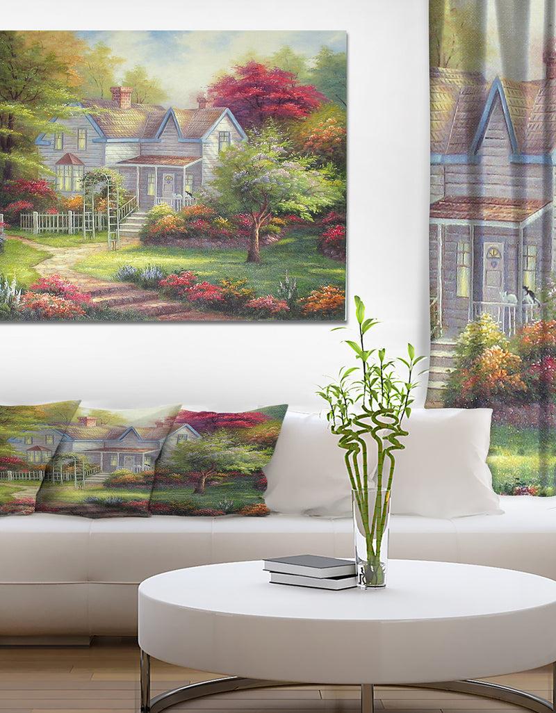 DesignQ The Home in Oil Painting - Floral Painting Print on Wrapped Canvas