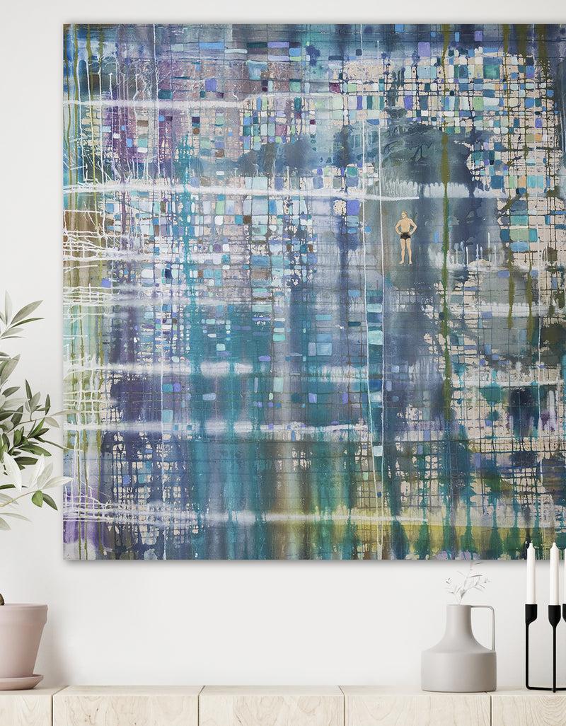 DesignQ The Man In The Blue Matrix - Modern & Contemporary Premium Canvas Wall Art