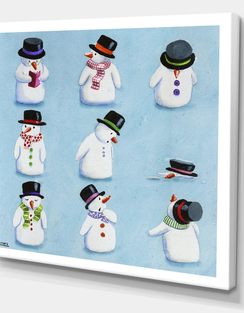DesignQ The Melting Snowmen - Modern & Contemporary Premium Canvas Wall Art