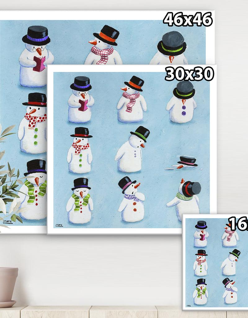 DesignQ The Melting Snowmen - Modern & Contemporary Premium Canvas Wall Art