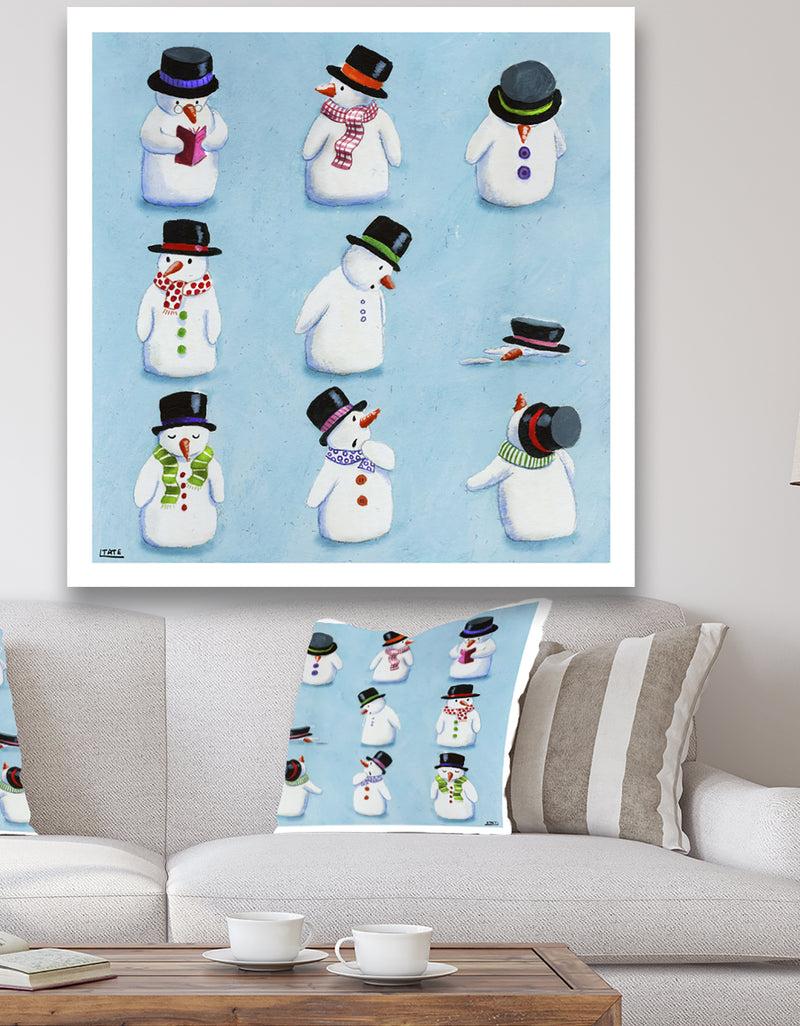 DesignQ The Melting Snowmen - Modern & Contemporary Premium Canvas Wall Art