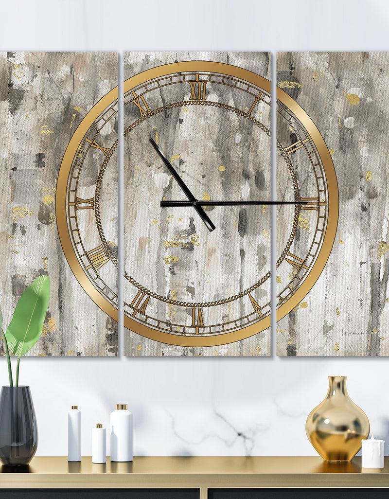 DesignQ The Modern Grey Forest III - Glam 3 Panels Oversized Wall CLock