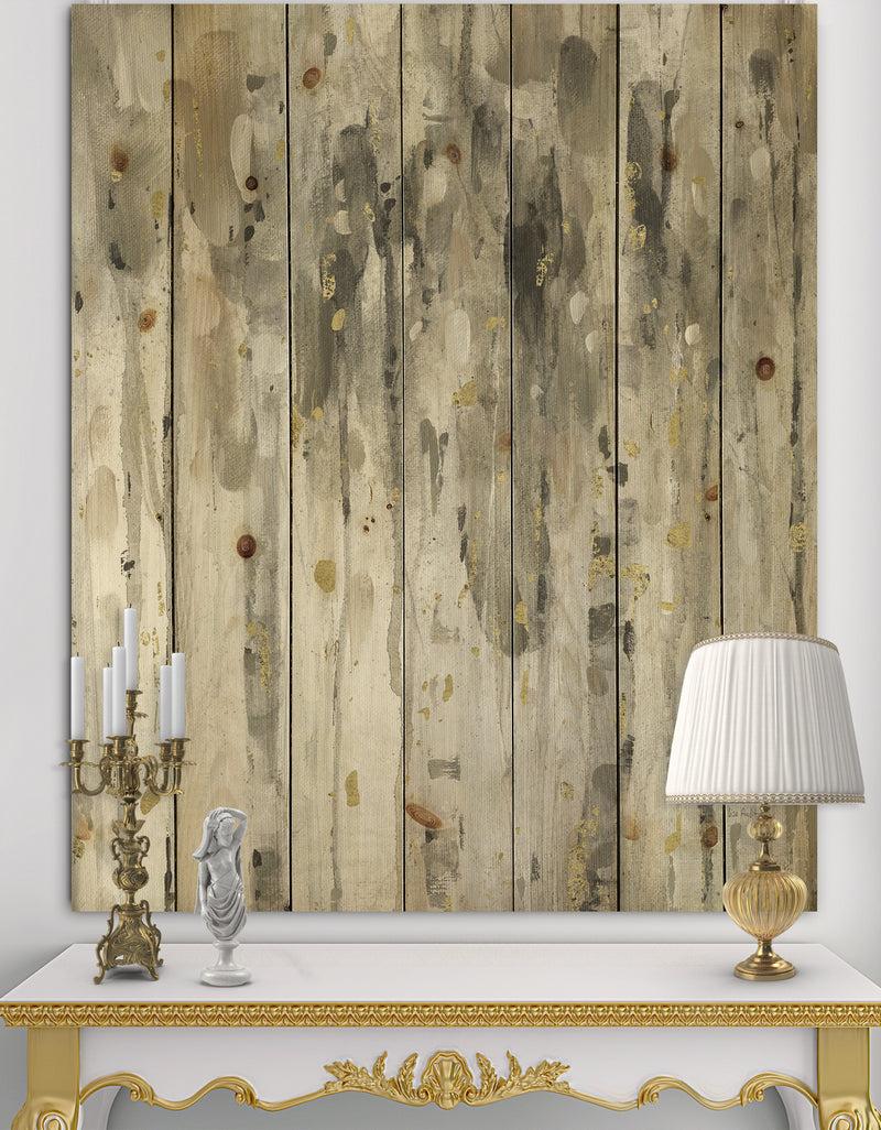 DesignQ The Modern Grey Forest IV - Farmhouse Print on Natural Pine Wood