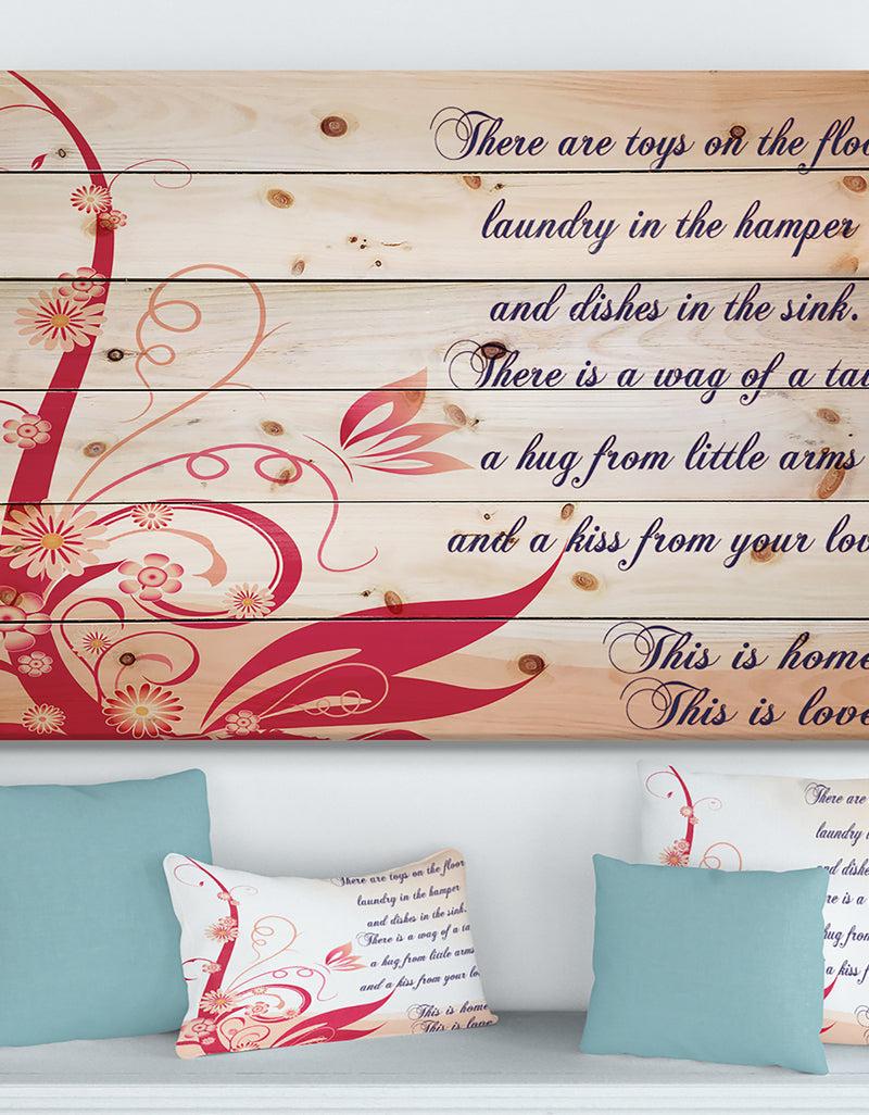 DesignQ There are toys on the floor. This is Love - Textual Entrance Art on Wood Wall Art